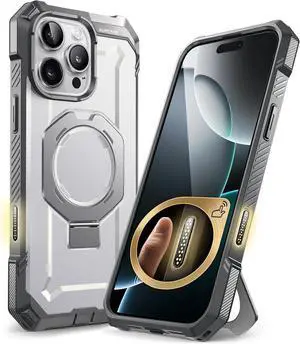 SUPCASE for iPhone 16 Pro Max Case with Camera Control Capture Button (Unicorn Beetle Grip), [Built-in Stand] [Compatible with MagSafe] Heavy Duty Magnetic Phone Case for iPhone 16 Pro Max, White