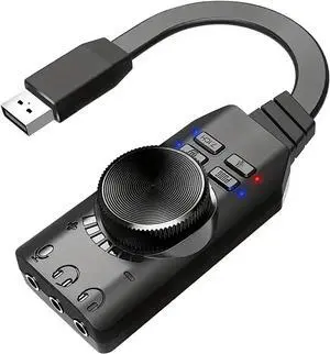 USB Sound Card Virtual 7.1 Surround Sound USB External Sound Card Adapter with PUBG Sound Effects for PC/PS4/PS5/Mac/Gaming Headset,Plug and Play