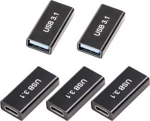 5  USB Female to C Female Adapter, 10GB-Usb3.1 to C Adapter Connector, Bi-Directional High Speed USB Extension Connector Support Charge & Data Sync