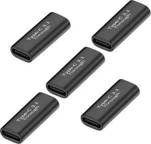 5 Pack USB C Female to Female Adapter.Usbc Extender.USBC Coupler Supports Up to 10Gbps Data Transfer and 100W Fast Charging.Compatible with Thunderbolt 4/3 Supports 8K@60Hz Video.