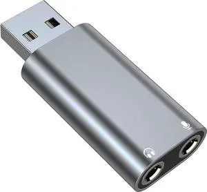 USB to 3.5mm Jack Audio Adapter, USB to Aux Adapter External Stereo Sound Card, USB to Headphone Jack Adapter for PS4/PS5/Headphone/Mac/Linux/Laptop/Desktops/Docking Station