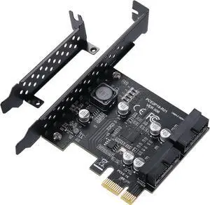 Goldendisk PCIE 1X to 2 Port 19Pin Expansion Card, USB 3.2 GEN1 Super Speed 5Gbps PCI Express Card for Windows 11, 10, 8.1, 8, 7, XP