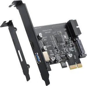 Goldendisk PCI-E 1X to USB 3.2 GEN1 5Gbps External USB-A+Type-C Expansion Card, Built-in USB 3.0 20PIN Front Panel Connector and 15PIN Power Connector, USB3.0 2-Port Adapter Card.