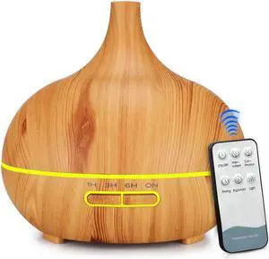 UNTICA 400ml Aroma Diffuser Large Capacity Warm Cool Mist Essential Oil Diffuser Wood Grain Humidifier with Waterless Auto-Off 7 LED Light Colors for Baby Room Plants Office