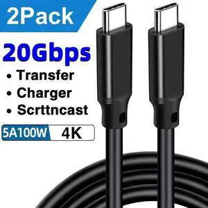 USB C to C 3.2 Gen 2X2 Cable - 20Gbps Data Transfer - 4K 60Hz HDR Video - 100W PD Charging - Thunderbolt Compatible - 1.6ft+1.6ft - for MacBooks, iPads, PC, Docks, Phones, SSD,Hard Drives