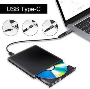 External Blu Ray Drive,External Blu Ray DVD Drive USB3.0 USB C 3D Bluray Drive Player Burner Writer for Laptop/Mac/MacBook Pro/Air/PC/Windows MacBook Mac Linux OS Apple , Black
