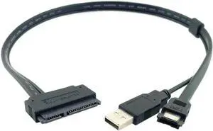 USB to SATA Cable Cord SATA eSATA Data Power Cable 2.5" inch Hard Disk Drive SATA 22Pin TO Esata Data + USB Powered Cable 50cm