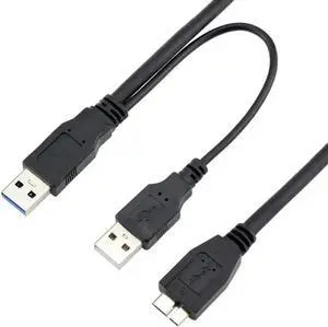 Micro USB Cable for Mobile HDD Dual USB3.0 A Male to Micro USB 3.0 Y cable with Extra Power Cable USB A to Micro USB Cable Cord