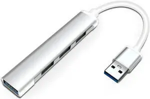 USB 3.0 Hub, USB3.0 to 4 X USB 3.0 Hub Adapter Compatible for MacBook, Mac Pro, Mac Mini, iMac, Surface, Notebook PC, Laptop, HDD-Silver
