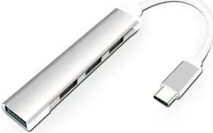 USB-C 4-Port Hub,USB C Adapter, Slim Aluminum,Type C 3.1 Hub with 4 Port USB 3.0 for USB-C Devices Including New MacBook, Google Chromebook Pixel and More-Gray