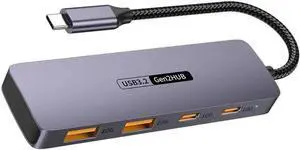 10Gbps USB C Hub, USB C HUB with 2 USB-C 3.2 and 2 USB-A 3.2 Ports, USB Port Extender Splitter, USB C to USB A Hub Multiport Adapter for Laptop, MacBook Pro Air, iPad, iMac
