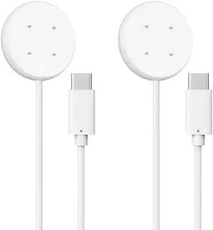 2 Pack Charger Compatible for Google Pixel Watch 3, Pixel Watch 2, Fitbit Google Ace LTE Charger Cable, Fast Charging, Type C Port Magnetic Charging Smartwatch Cable 3.3ft/1M White