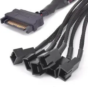 15Pin SATA 1 to 6 Port 3Pin Fan Power supply Cable For PCI express Graphics Card PC 6 ways 3P Cooling PWM Y splitter Converter
