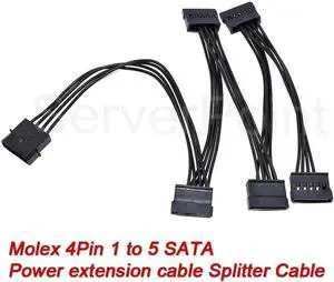 For DIY PC Sever UL1007 18WAG Splitter Cable Molex 4Pin 1 to 5 SATA power extension cable