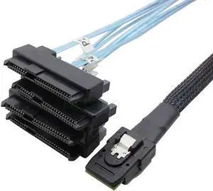 Internal 36 Pin Mini SAS SFF-8087 Host to 4 SFF-8482 Target SAS Hard Disk and SATA Power Cable 100cm Internal 36 Pin Mini SAS SFF-8087 Host to 4 SFF-8482 Target SAS Hard Disk and SATA Power Cable 100cm