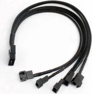 30cm 4pin IDE Molex to 4-Port Black Sleeved Cooler Cooling 3Pin 4Pin Fan Splitter Power Cable Environmental Connector Cables