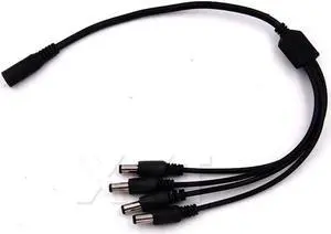 10pcs/lot Portable 5.5x2.1mm DC Power Cable 1 Female to 4 Male Plug Splitter Adapter for Security CCTV Camera cable