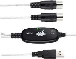 MIDI Cable,USB to MIDI Cable PC to Synthesizer Microphone Keyboard Instrument Converter Adapter for Home Music Studio,Compatible Windows,Vista,Mac