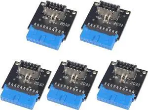 USB 3.1 Front Panel Socket to USB 3.0 20Pin Header Male Extension Cable Adapter for Motherboard Card 20P USB to Type-E Connector (5 Pcs)