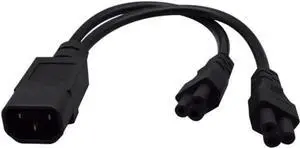1FT C14 Male PDU Style Computer Power Extension Cable Y Splitter Power Plug Cord (C14 to C5+C5) 1FT C14 Male PDU Style Computer Power Extension Cable Y Splitter Power Plug Cord (C14 to C5+C5)