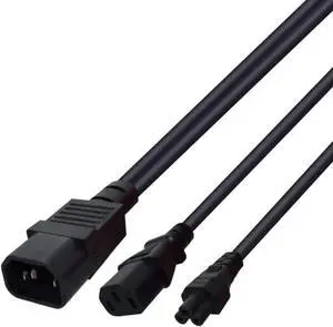 1FT C14 Male PDU Style Computer Power Extension Cable Y Splitter Power Plug Cord (C14 to C13+C5) 1FT C14 Male PDU Style Computer Power Extension Cable Y Splitter Power Plug Cord (C14 to C13+C5)