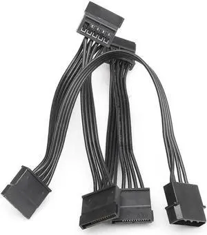 4 Pin Molex Male to 5 x 15 Pin SATA Female Power Cable Adapter For Multiple HDD
