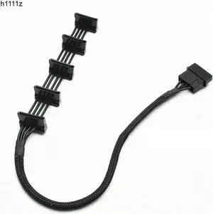 High Quality 1 Pcs Practical Durable PC Server 4 pins IDE Molex 1 to 5 SATA Power Cable Adapter Splitter Cables 18AWG Black 40cm