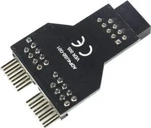 9 Pin USB Header Female 1 to 2 Male Board 9-Pin USB HUB USB 2.0 9 Pin Connector Adapter for RGB Splitter with 30cm 60cm Cable (No Cable,1 PCS)