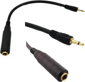 1pc 1Ft 3.5mm 1/8" Male to 6.35mm 1/4 Female Mono Audio Adapter Converter Connector Cord Black Cable