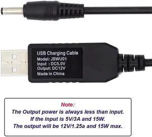 HKCY USB 2.0 Type-A DC 5V to DC 12V 3.5x1.3mm Voltage Riser Boost Power Plug Barrel Connector Cable 100cm