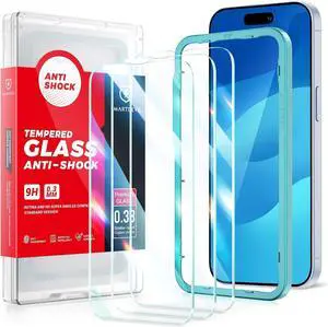 SMARTDEVIL 3 Pack Screen Protector design for iPhone 15 [6.1 inch] 3 Pack Tempered Glass Film for 15, Bubble Free, Case Friently