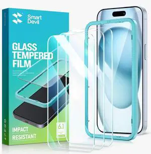SmartDevil iPhone 14 Pro Max Screen Protector [6.7 inch] 3Pack 9H-Hard Tempered Glass with Easy Installation Frame, Ultra HD, [10X Military Shatterproof] Screen Protector 14 Pro Max Bubble Free, Ultra