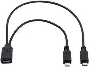 CY Type-C USB-C Female DC 5V to Dual Micro USB 5Pin Male Splitter Extension Charge Cable