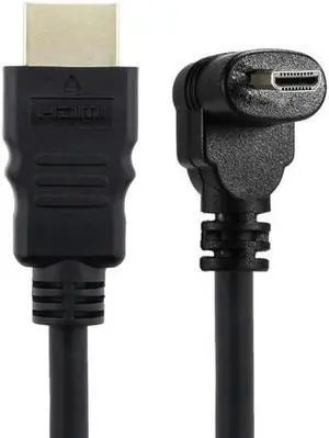 Down Angled 90 Degree Micro HDMI to HDMI Male HDTV Cable for Cell Phone Tablet Camera