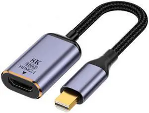 Mini DisplayPort 1.4 Source to HDMI 2.0 Display 8K 60hz UHD 4K MINI-DP to HDMI Female Monitor Adapter Cable