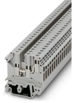 Phoenix UK 5-TWIN terminal block with one inlet and two outlets connected by screws