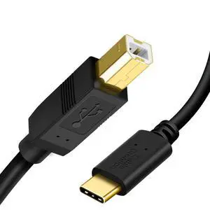 USB B to USB C Printer Cable 6.6FT, Type B to Type C Printer Cord for MacBook Pro, Air, MIDI Cable for Yamaha Casio Digital Piano, MIDI Keyboard, DJ Controller, DAC to iPad - 2M, Black