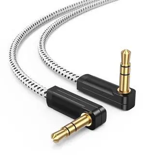 3.5mm Audio Cable(1.5FT/0.45M), 90 Degree 3.5mm Male to Male Auxiliary Aux Cable for Phones, Tablets, Headphones, MP3 Player, Car/Home Stereo, Laptops, iPads