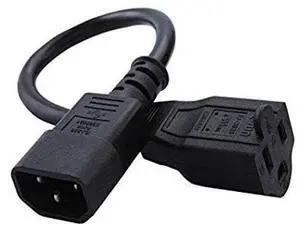 [5-Pack] 1 Feet Standard Computer Power Adapter Cord NEMA 5-15R to IEC320 C14, 0.3M / Black