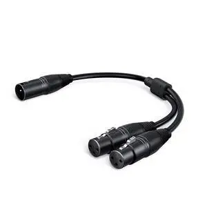 Balanced XLR Splitter 1.0 ft, 2 X L R Female to X LR Male, 3Pin Microphone Y Cord Mic Split 1 Male to 2 Female Patch Cable,Black