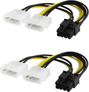8-Pin PCIe to Dual 4 Pin Molex Power Cable, 2-Pack Molex to PCIe Power Cable for NVIDIA, GeForce,Gigabyte, Sapphire Video Graphics Card etc. 4 Inch/10.16CM