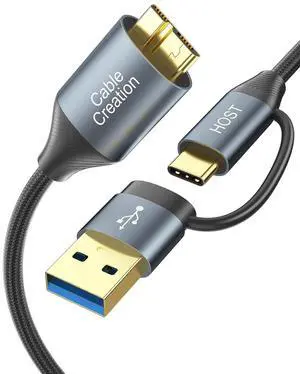 CableCreation USB C Hard Drive Cable 1FT, 5Gbps USB A/C to Micro B, Compatible With iPhone 15 Plus/15 Pro Max, WD, External Hard Drive, and Camera, Grey CableCreation USB C Hard Drive Cable 1FT, 5Gbps USB A/C to Micro B, Compatible With iPhone 15 Plus/15 Pro Max, WD, External Hard Drive, and Camera, Grey