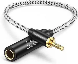 CableCreation 1/4 to 1/8 Headphone Aux Adapter 0.3m, TRS 6.35mm to 3.5mm Audio Adapter Cable for Amplifier, Guitar, Headphone, Home Theater Devices, Laptop, PCs, Phone