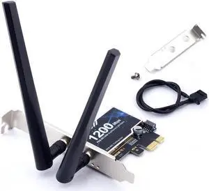PCE-AC1200 PCIe WiFi Card for Desktop Wifi Bluetooth Card Dual Band PCI-E X1 Wireless Network Card 1200Mbps (2.4Ghz and 5Ghz) for Gaming Streaming Supports Windows 11/10, 8, 7 (32/64bit)