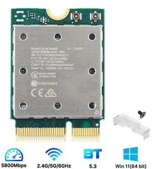 QCNCM865 Wi-Fi 7 Card for PC, NGFF M.2 Key E, Tri-Band 6GHz 5GHz 2.4GHz, Bluetooth Adapter with Antenna, Compatible with Intel & AMD Motherboards, Windows 11 Only