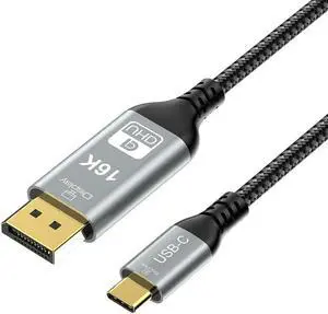USB-C Thunderbolt 4 to DisplayPort 2.1 2m 12Bit Ultra HD 16K Video USB 4.0 Thunder Bolt 5 DP 2.0 Cable 16K(15360x8640)@60Hz 4K@240Hz 8K@120Hz Display Port 2.1 Compatible with MacBook USB-C Thunderbolt 4 to DisplayPort 2.1 2m 12Bit Ultra HD 16K Video USB 4.0 Thunder Bolt 5 DP 2.0 Cable 16K(15360x8640)@60Hz 4K@240Hz 8K@120Hz Display Port 2.1 Compatible with MacBook