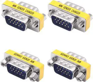 DB15 VGA Gender Changer Solderless Connector Male to Male Adapter D-SUB HD 15 Pin Serial Cable Coupler for PC Monitors Projectors-4pcs DB15 VGA Gender Changer Solderless Connector Male to Male Adapter D-SUB HD 15 Pin Serial Cable Coupler for PC Monitors Projectors-4pcs