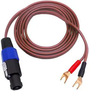 Y Spade Plug to Speakon Speaker Cable Wire Cord, Male Speakon to 2Y Spade Plug Connector Adapter Audiophile OFC HiFi Speaker Audio Cord for Amplifier Subwoofer Audio System -6.6FT/2M