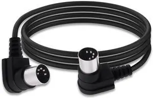 Din 5Pin MIDI Cable Male to Male Right Angle 90 Degree 5 Pin Din Audio Adapter Extension Cable Cord for Synthesizer Amplifier Mixer MIDI Keyboard Equipment-1.5M/4.9FT