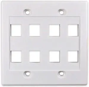 8-Port Keystone Wall Plate 2-gang Compatible with Standard Keystone Jack and Modular Inserts (1-Pack)